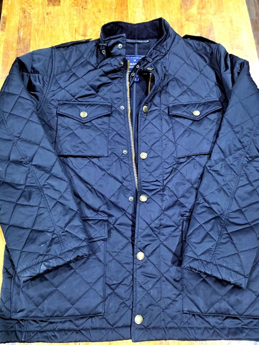GANT Quilted Jacket Men's L Black Corduroy Collar